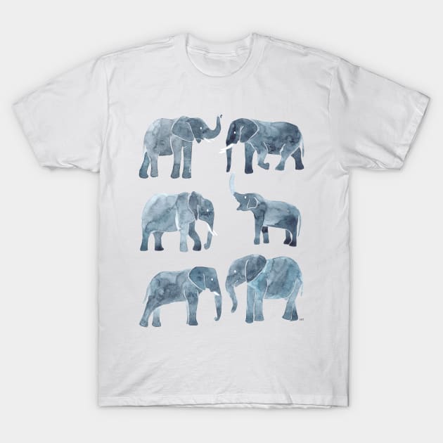 Watercolor Elephants - Gray T-Shirt by monitdesign